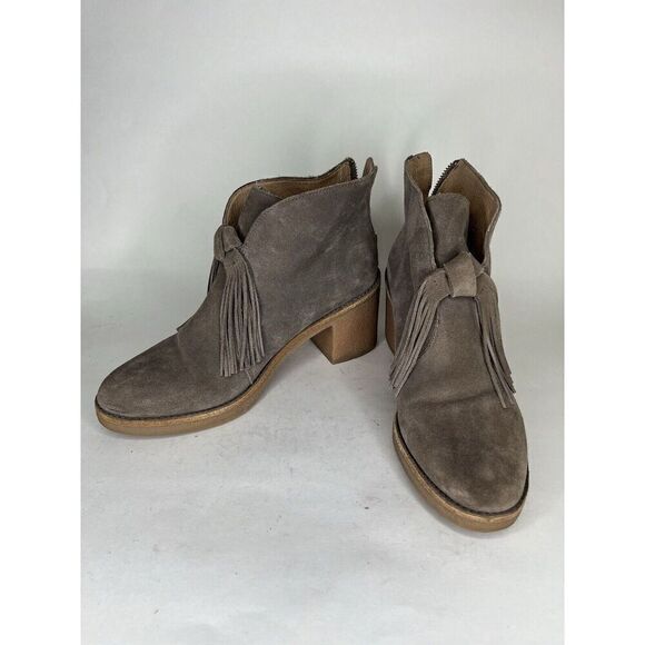 Ugg Booties Women Size 9 Gray Suede Zip Heels - Picture 2 of 16